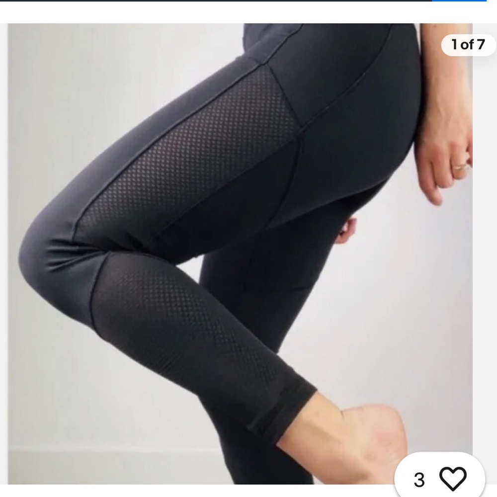 Lululemon sz 6 8 Black Leggings Mesh Fishnet Textured Panels athleisure lounge